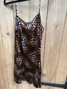 Victoria's Secret Lingerie Leopard Satin Slip Dress - Brown & Tan